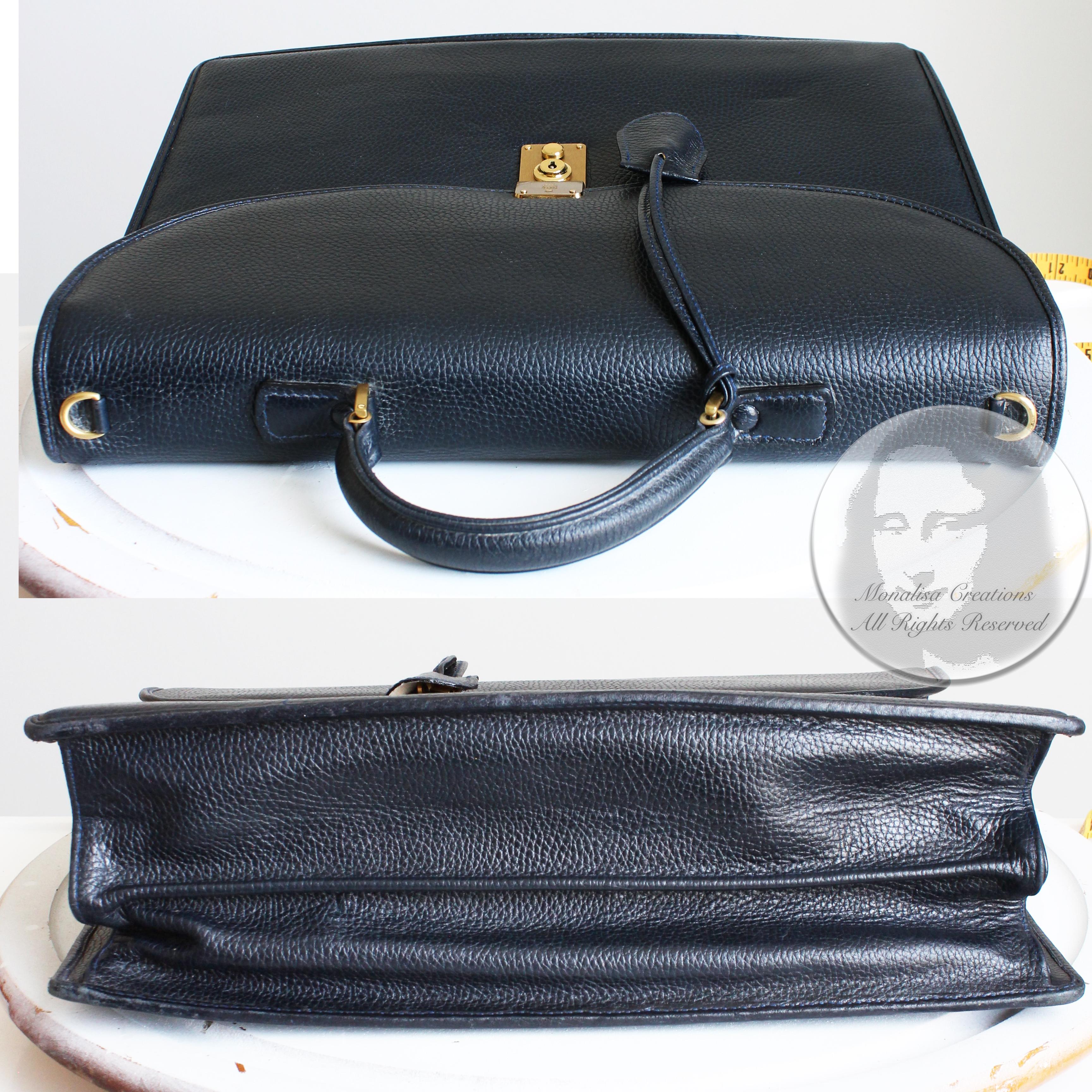 Mark Cross Portfolio Briefcase Attache Bag Textured Leather Vintage 90s Italy 5