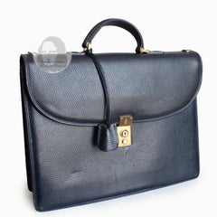 Mark Cross Portfolio Briefcase Attache Bag Textured Leather Vintage 90s Italy