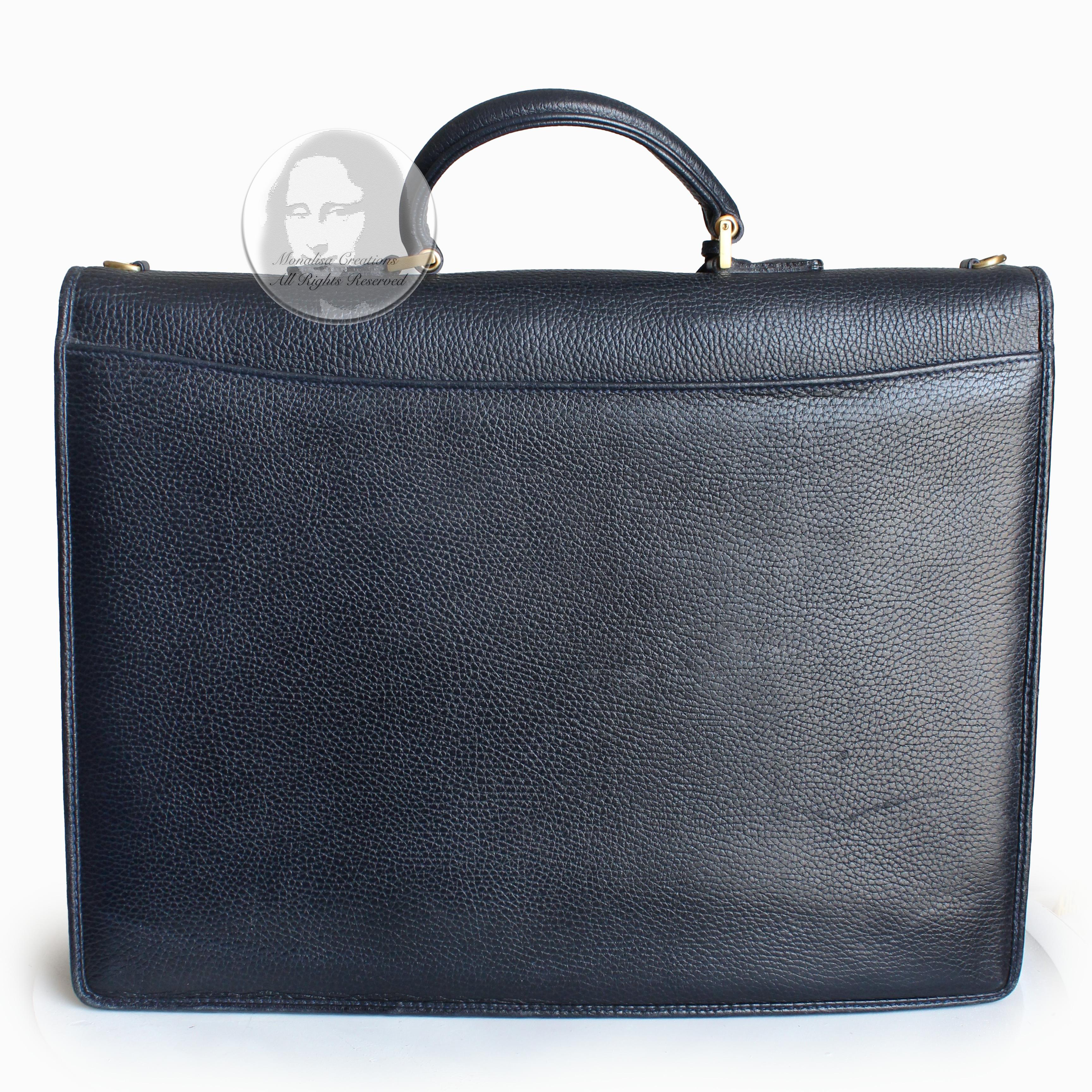 Mark Cross Portfolio Briefcase Attache Bag Textured Leather Vintage 90s Italy 2