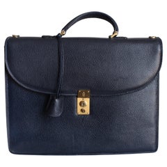 Mark Cross Portfolio Briefcase Attache Bag Textured Leather Vintage 90s Italy