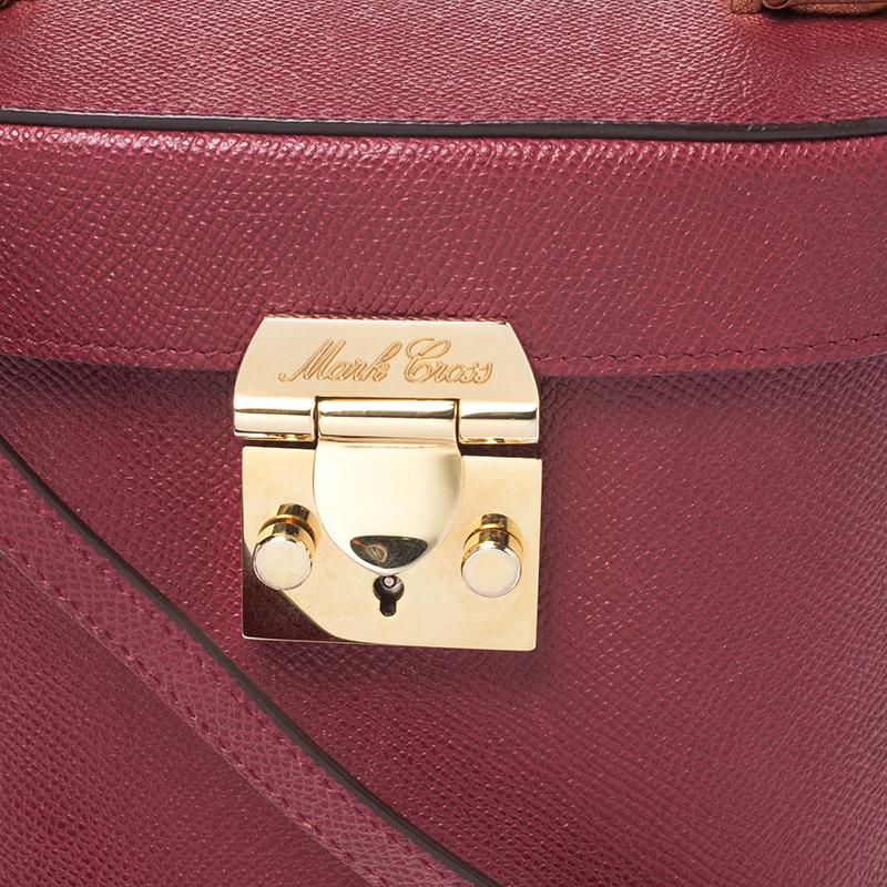 Mark Cross Red Leather Benchley Top Handle Bag 3