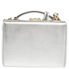 Mark Cross Silver Leather Small Grace Box Bag