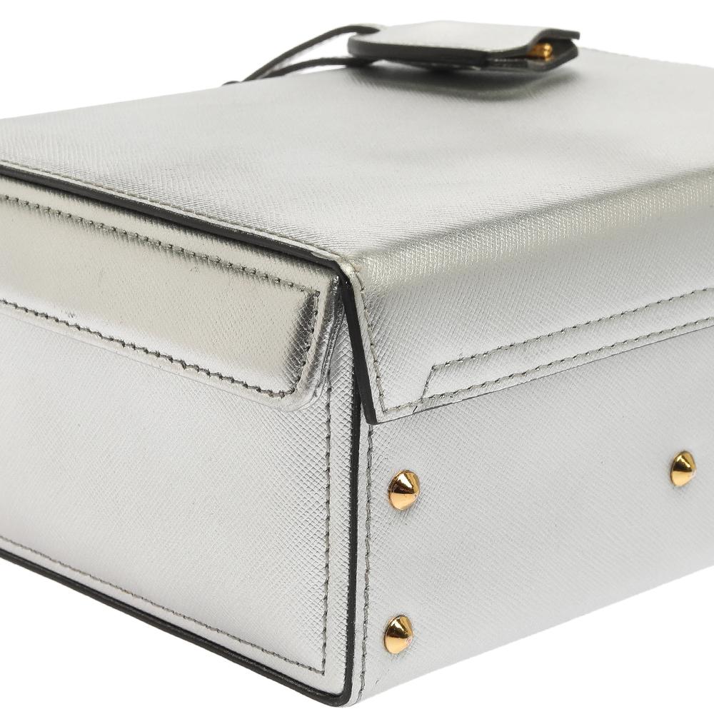 Women's Mark Cross Silver Leather Small Grace Box Bag