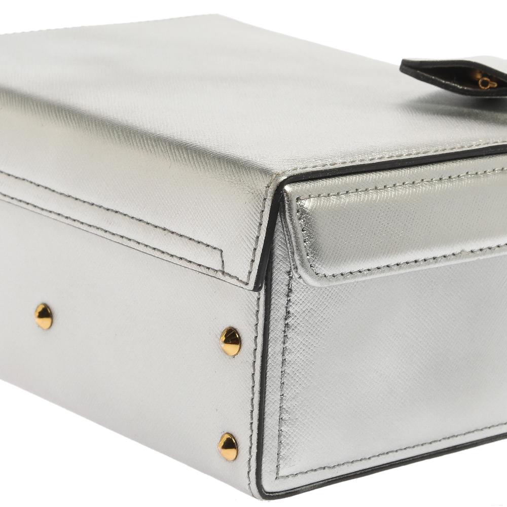 Mark Cross Silver Leather Small Grace Box Bag 1
