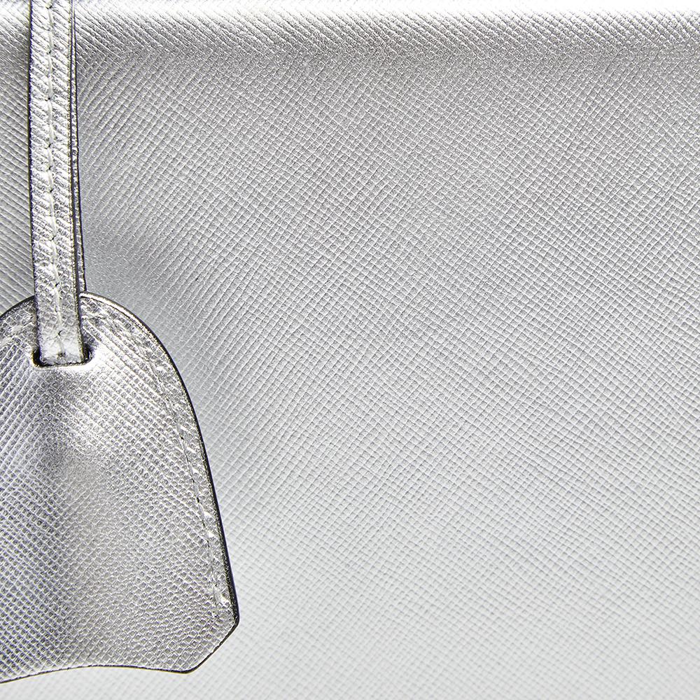 Mark Cross Silver Leather Small Grace Box Bag 3