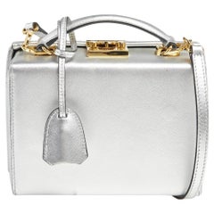 Mark Cross Silver Leather Small Grace Box Bag