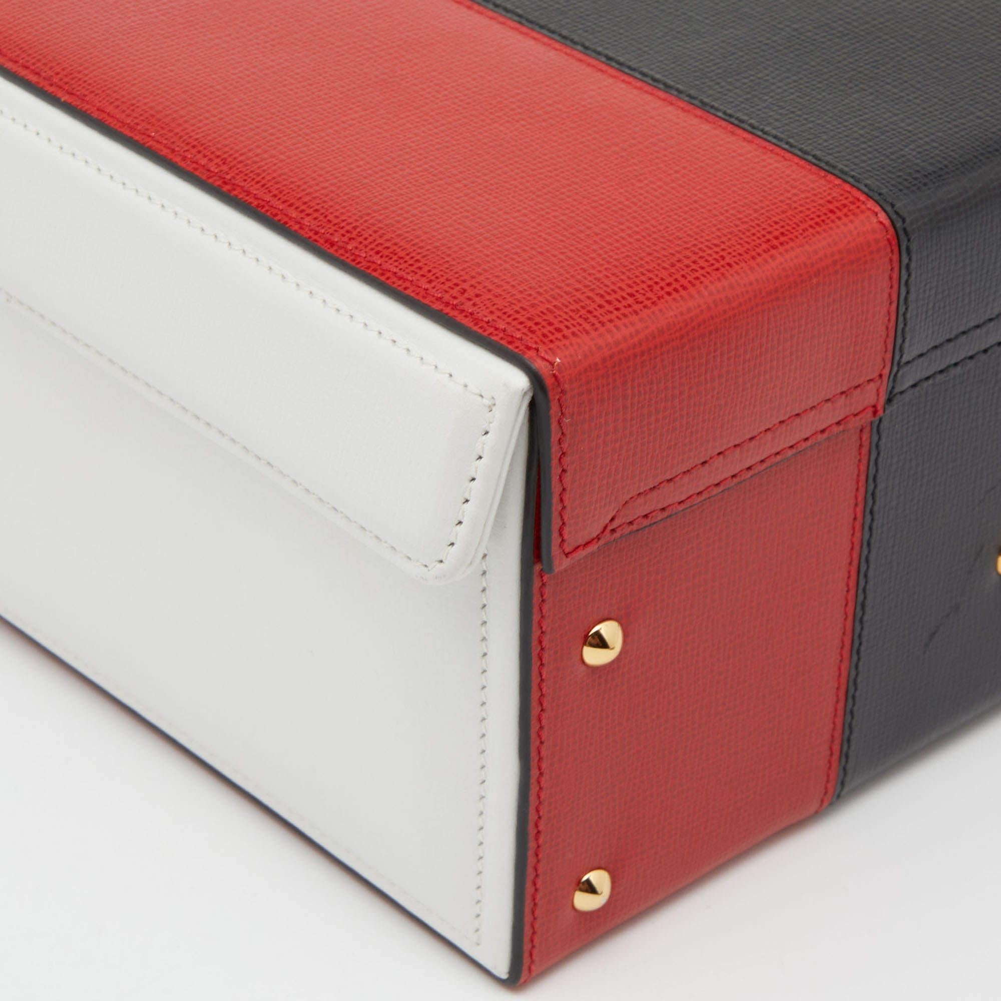 Mark Cross Tri Color Leather Grace Box Top Handle Bag 6