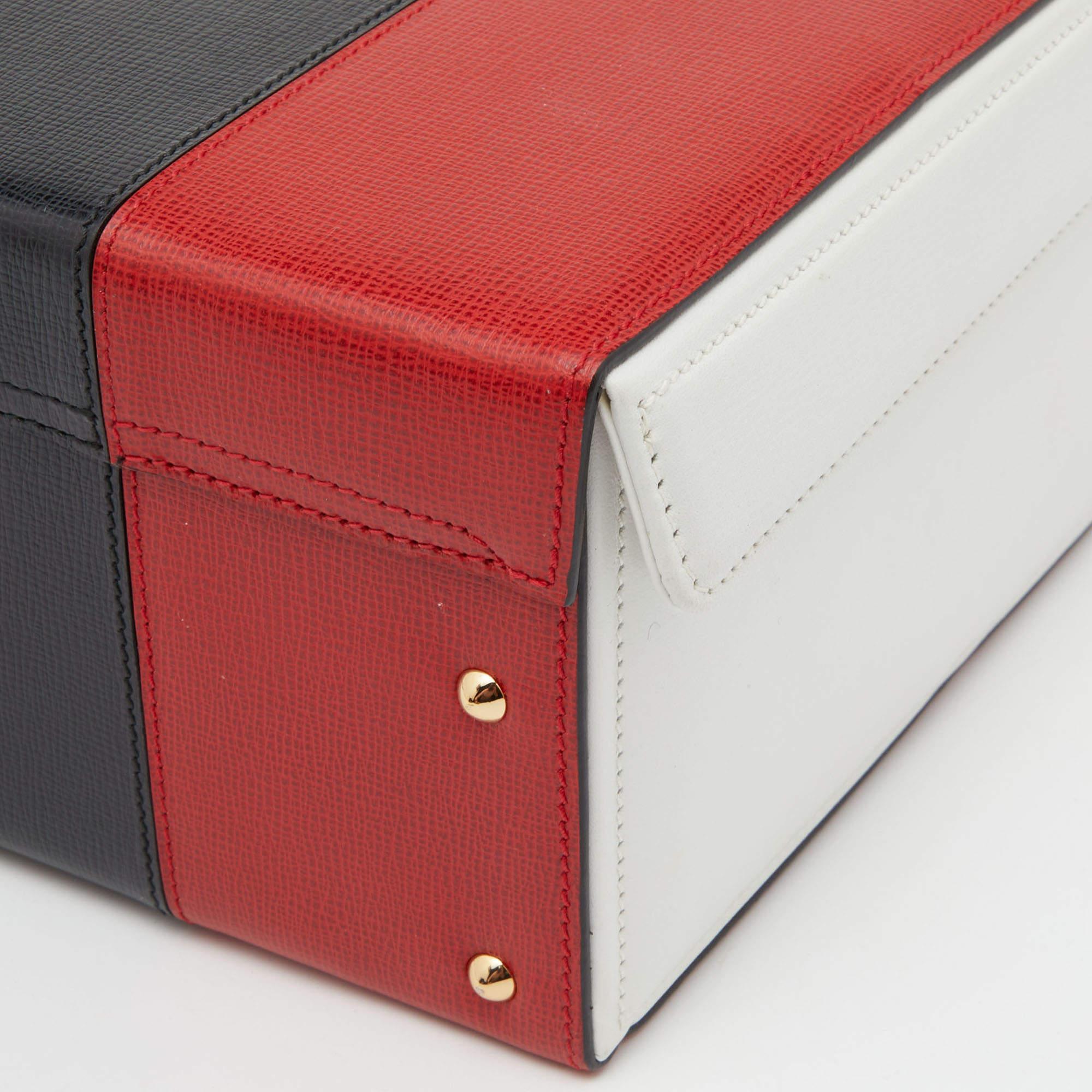 Mark Cross Tri Color Leather Grace Box Top Handle Bag 7