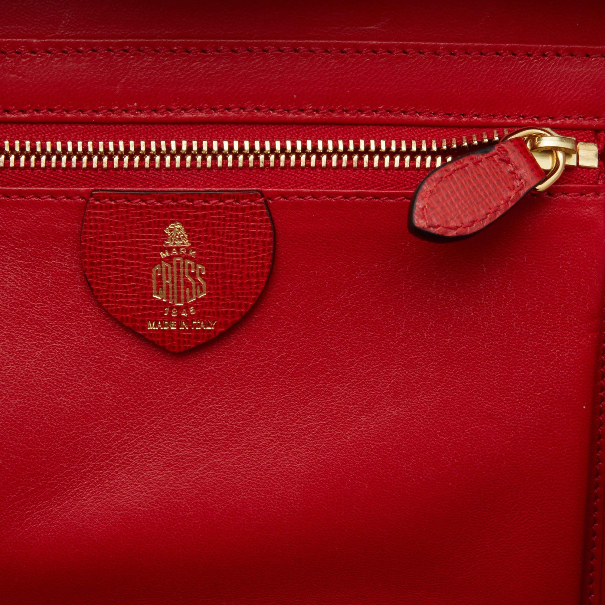Mark Cross Tri Color Leather Grace Box Top Handle Bag 8