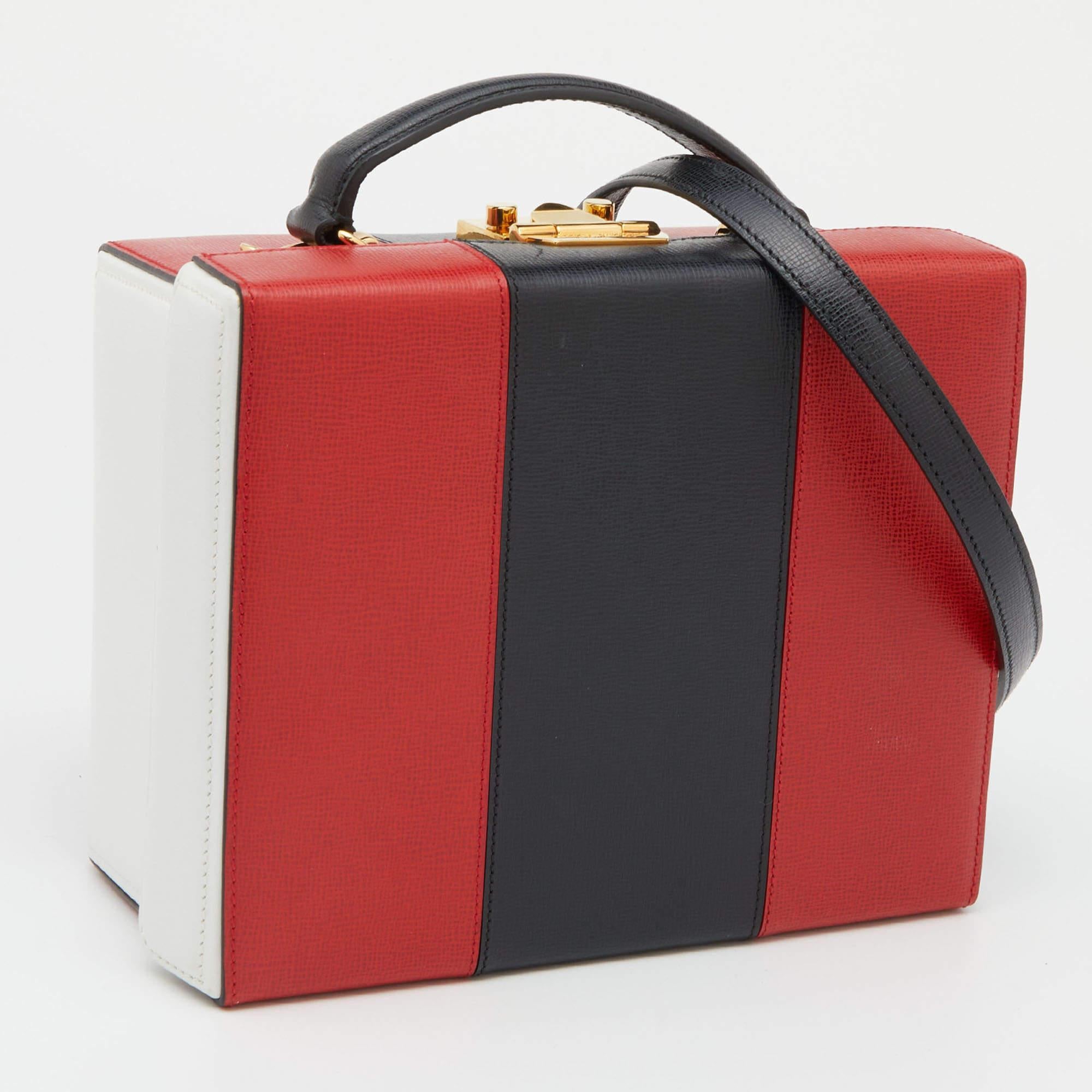 Women's Mark Cross Tri Color Leather Grace Box Top Handle Bag
