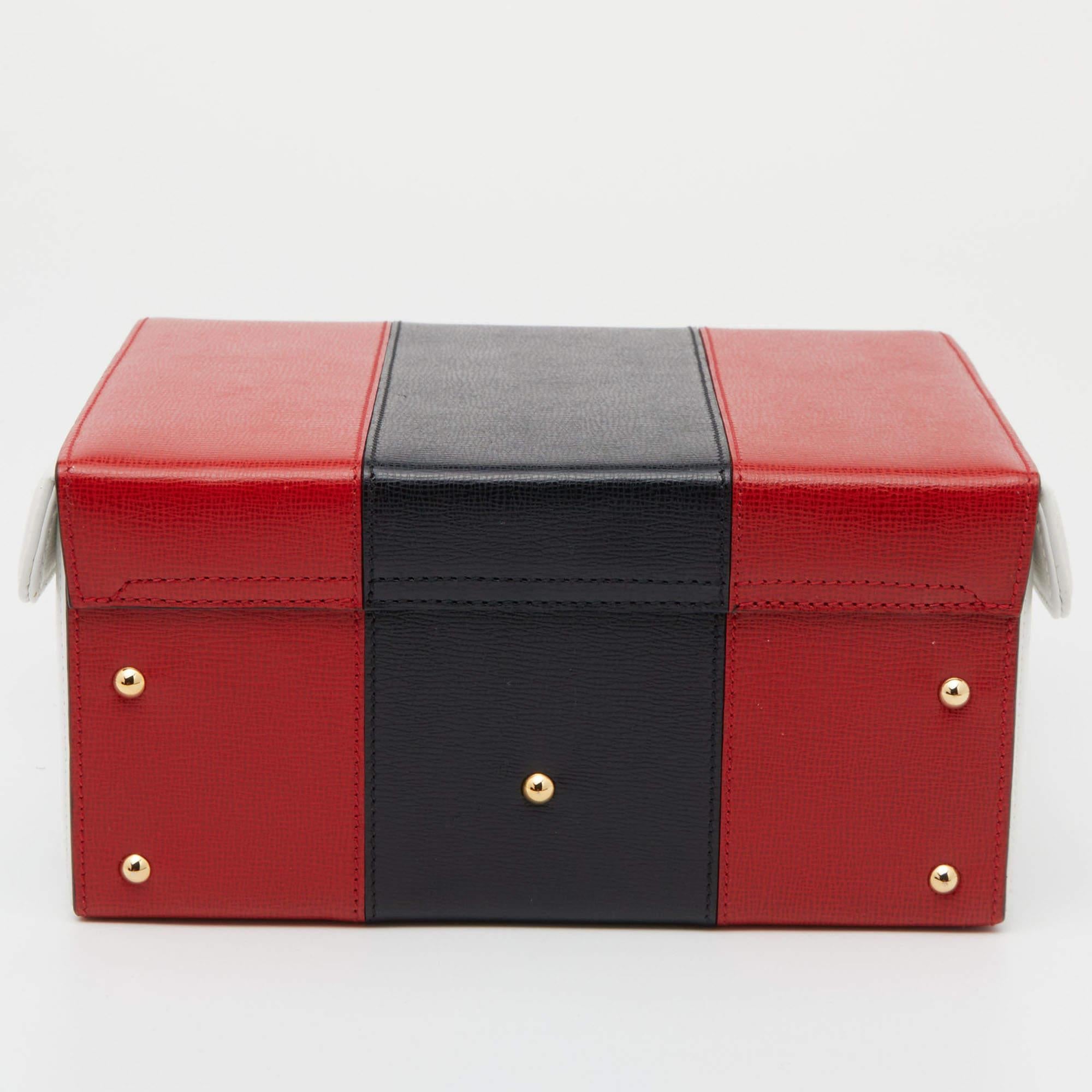 Mark Cross Tri Color Leather Grace Box Top Handle Bag 1