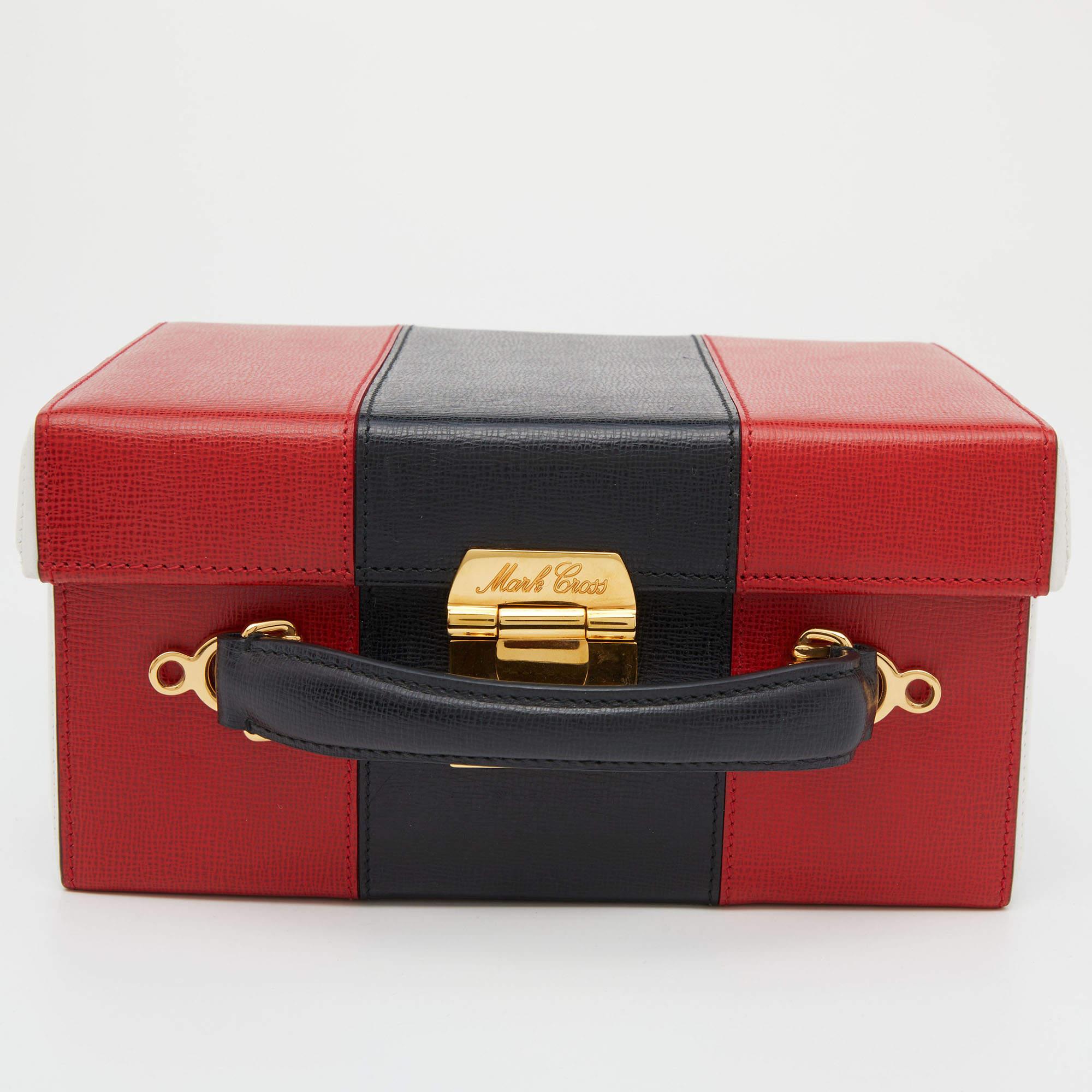 Mark Cross Tri Color Leather Grace Box Top Handle Bag 4