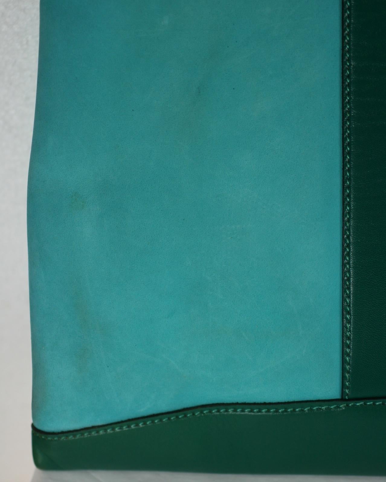 Women's Mark Cross Turquoise and Evergreen Calf Tote For Sale