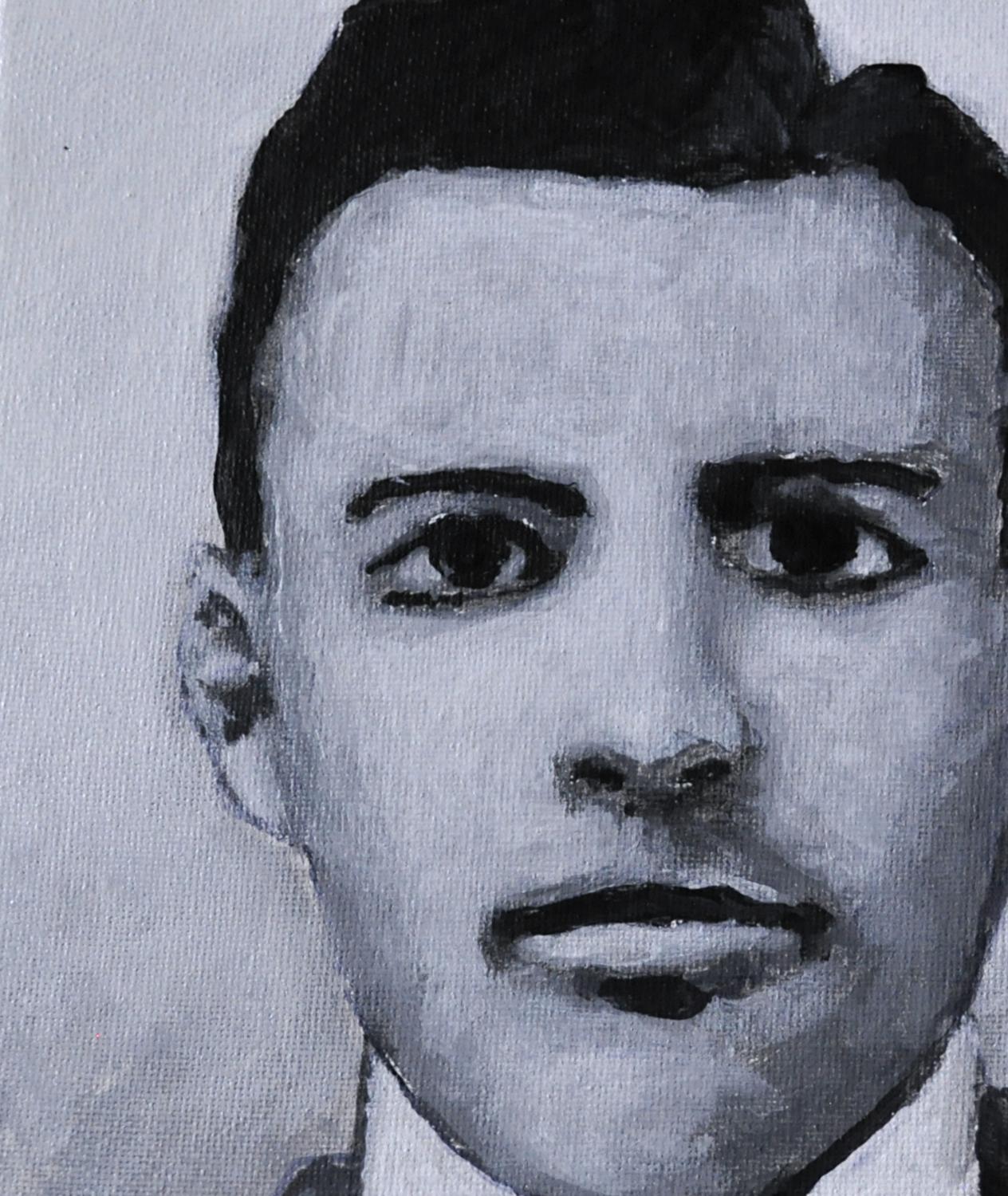 15 de febrero de 1998 (Serie 98-99), Pintura original - Portrait Painting Gris de Mark Cudd