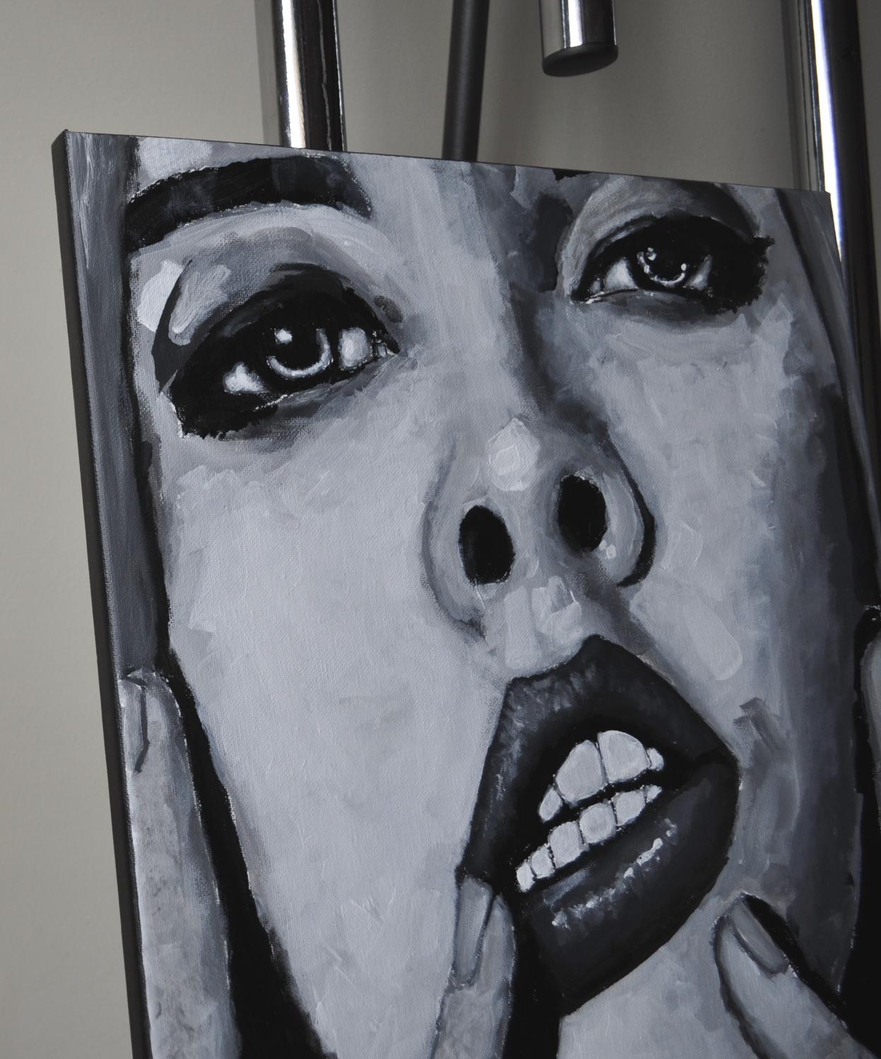 I Need to Put a Day in Between Lovers, Original Painting - Gray Portrait Painting by Mark Cudd