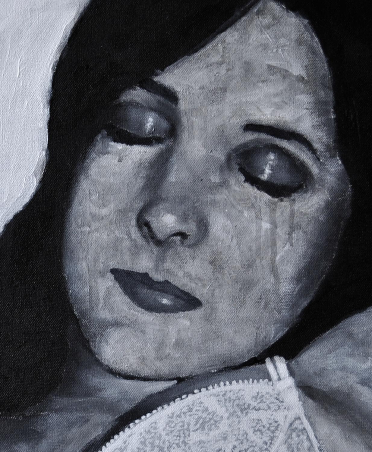 Reziprozität ist Pflicht (Serie 98-99), Originalgemälde (Grau), Figurative Painting, von Mark Cudd