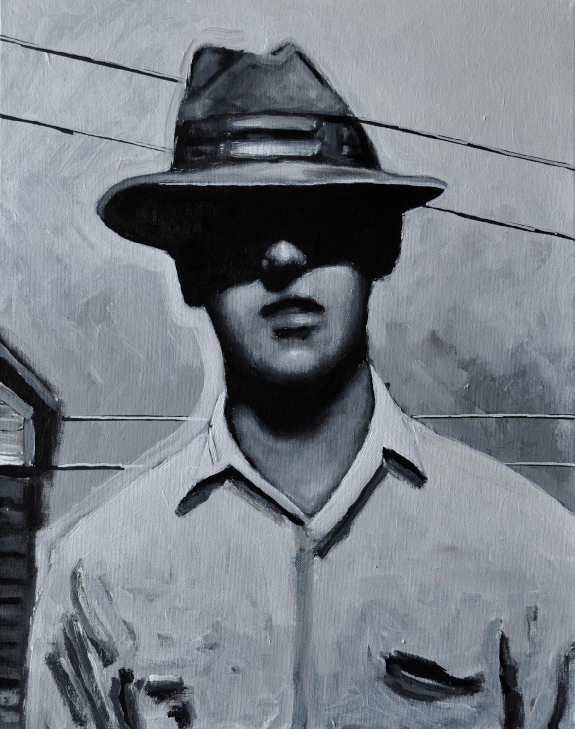 Portrait Painting Mark Cudd - Elle's Got Your Number, Mister (série 98-99), peinture originale