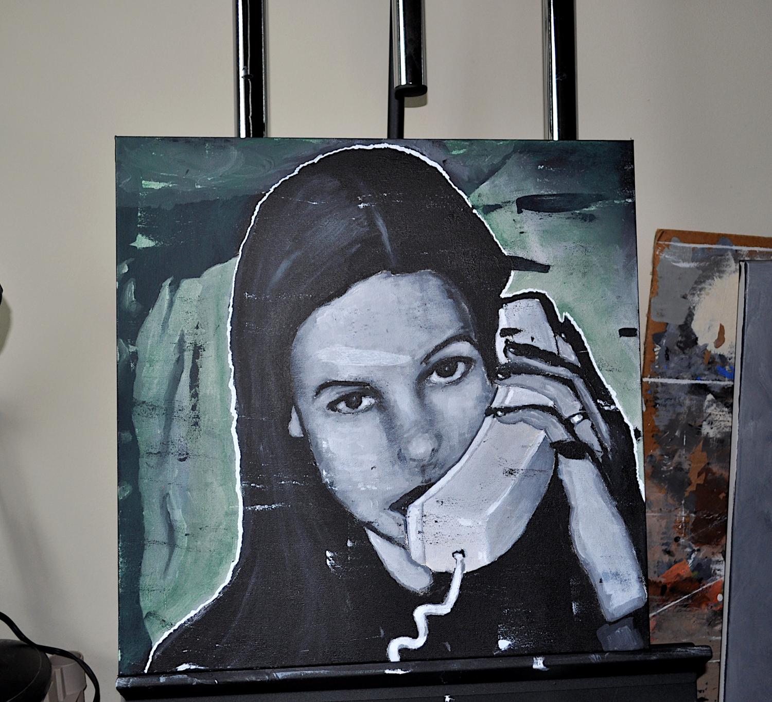 Der Telefonanruf und was sie sagte (Serie 98-99), Originalgemälde – Painting von Mark Cudd