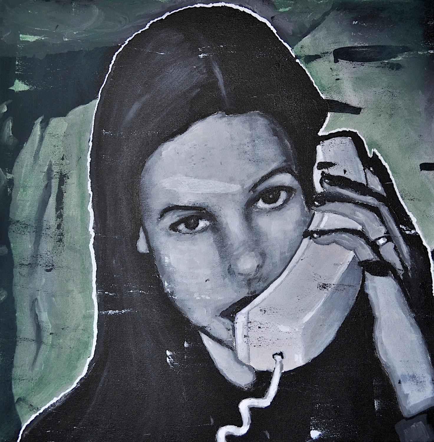 Mark Cudd Portrait Painting – Der Telefonanruf und was sie sagte (Serie 98-99), Originalgemälde