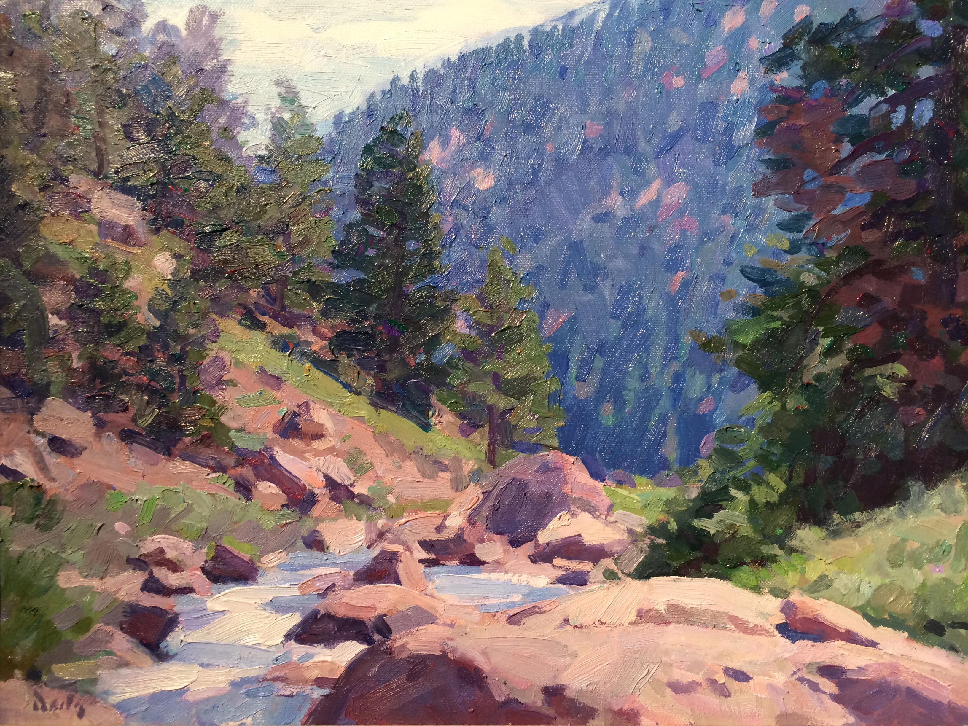 Figurative Painting Mark Daily - Peinture à l'huile « Afternoon on the North Fork Platte » (Afternoon on the North Fork Platte)