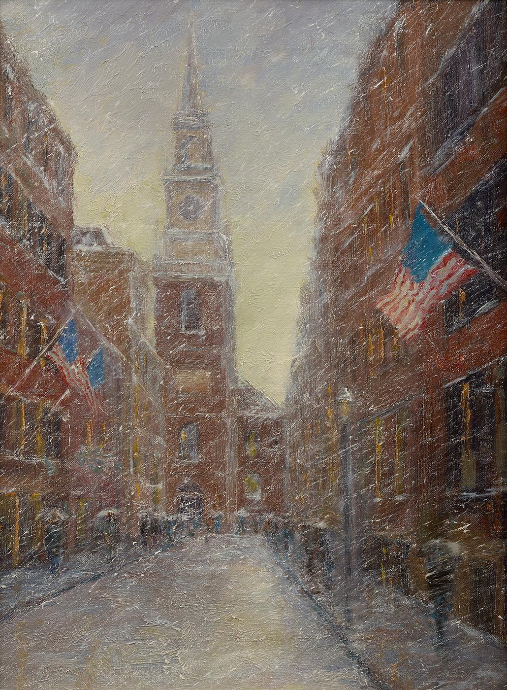 Mark Daly Landscape Painting - President's Day, Old North Church (Boston, MA)