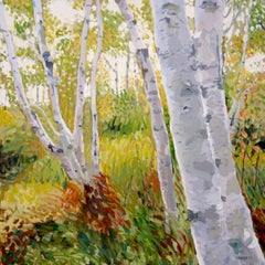 Seaside Birches, Painting, Oil on Canvas