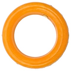 Mark Davis Pulsera de baquelita de oro amarillo zafiro naranja de 18 quilates