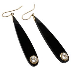 Pendientes de gota de topacio blanco de baquelita negra Mark Davis
