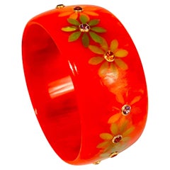 Mark Davis Bracelet jonc multi-pierres en bakélite orange-rose