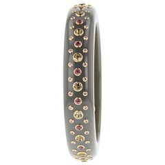 Mark Davis Vintage Bakelite Bangle with Rhodolite, Smoky Quartz, Pink Sapphire