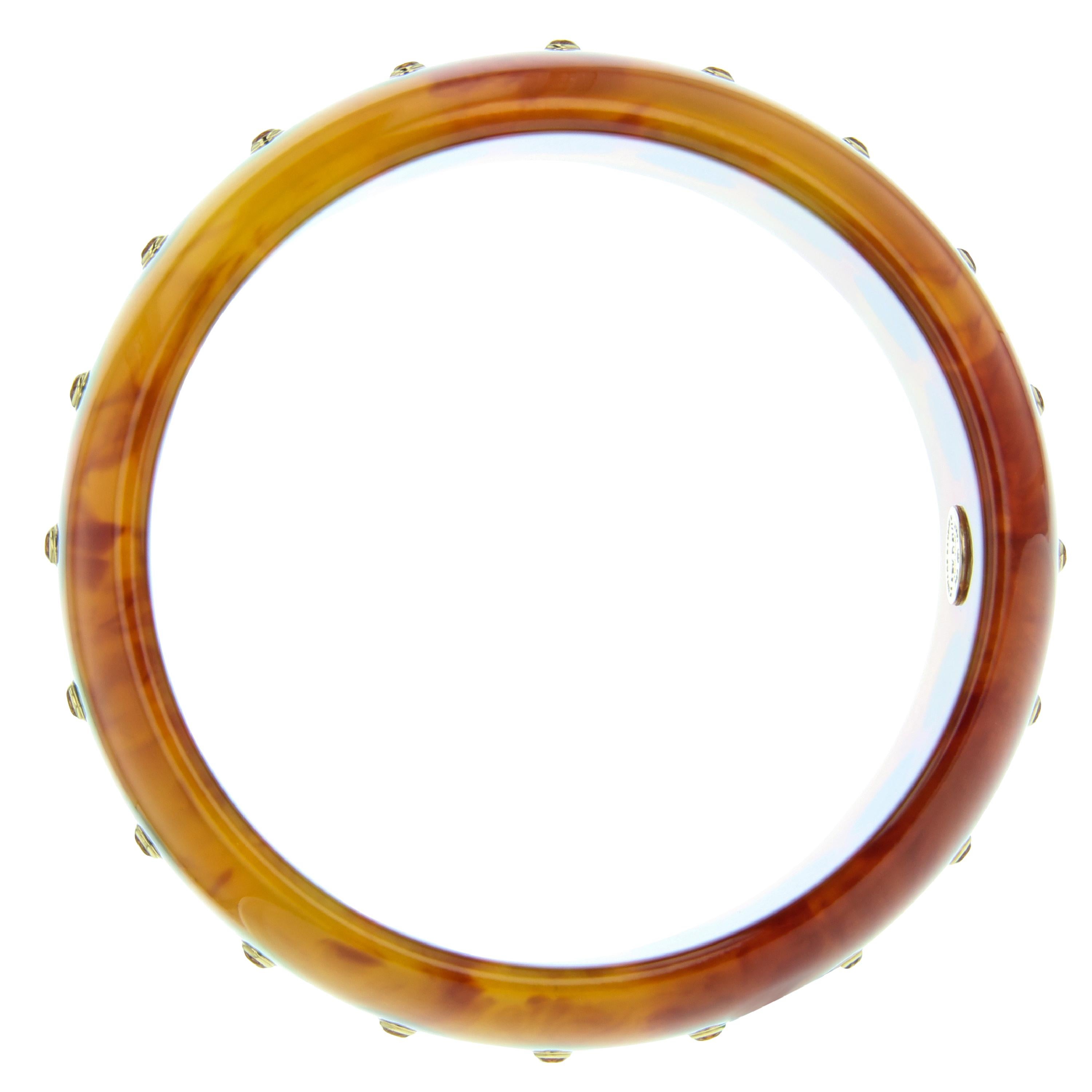 Mark Davis Vintage Tortoiseshell Bakelite Bangle with Polka Dots and Citrine In New Condition For Sale In Beaufort, SC