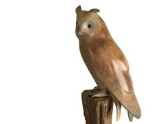 Gufo dalle orecchie lunghe  - Scultura in bronzo contemporanea del 21° secolo raffigurante un gufo