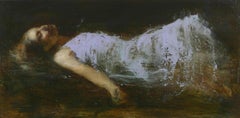 'Amy Reclined I' original oil painting by contemporary artist Mark Demsteader