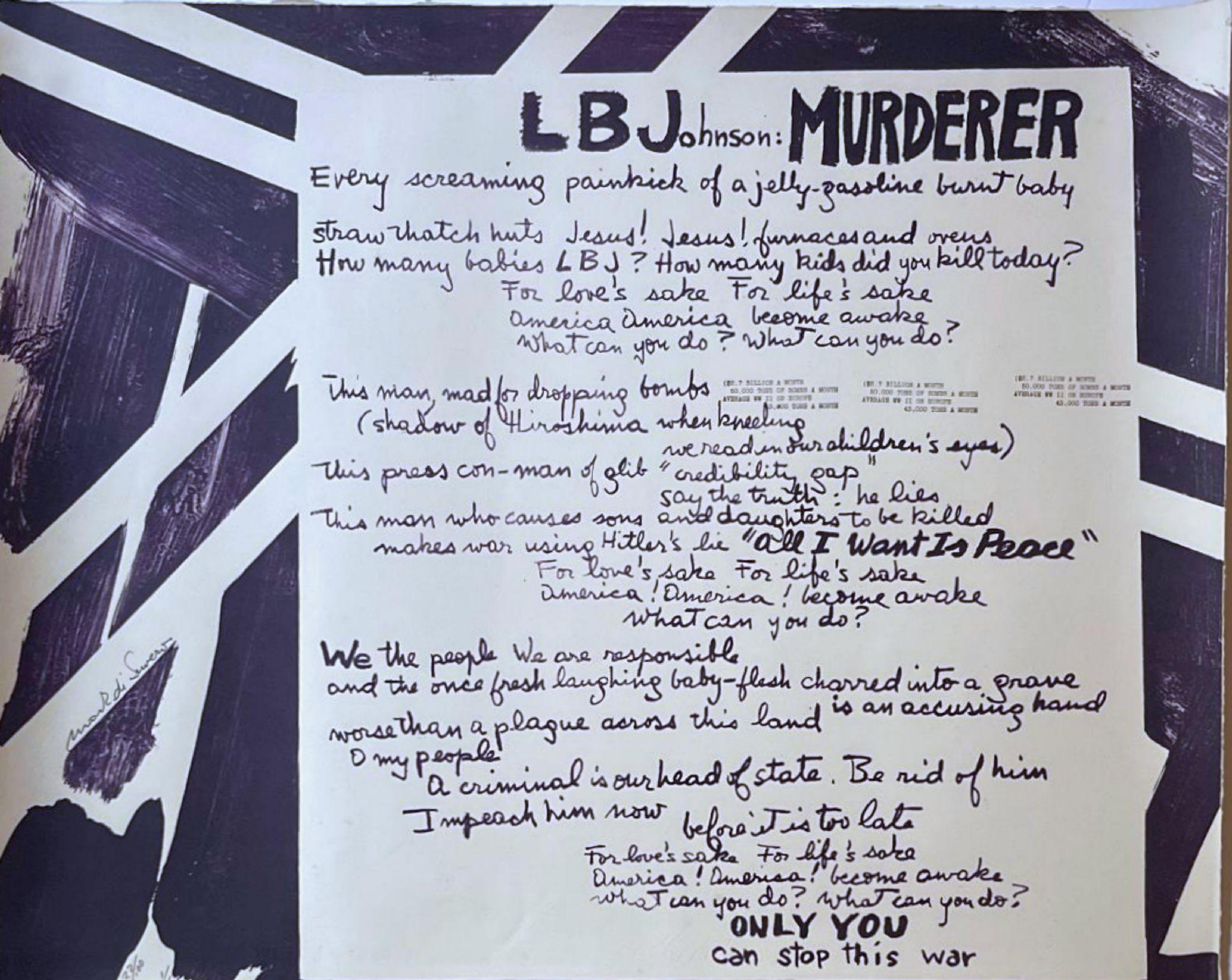 Figurative Print de Mark di Suvero - Sin título (Asesino de LBJ), artistas y escritores protestan contra la guerra de Vietnam