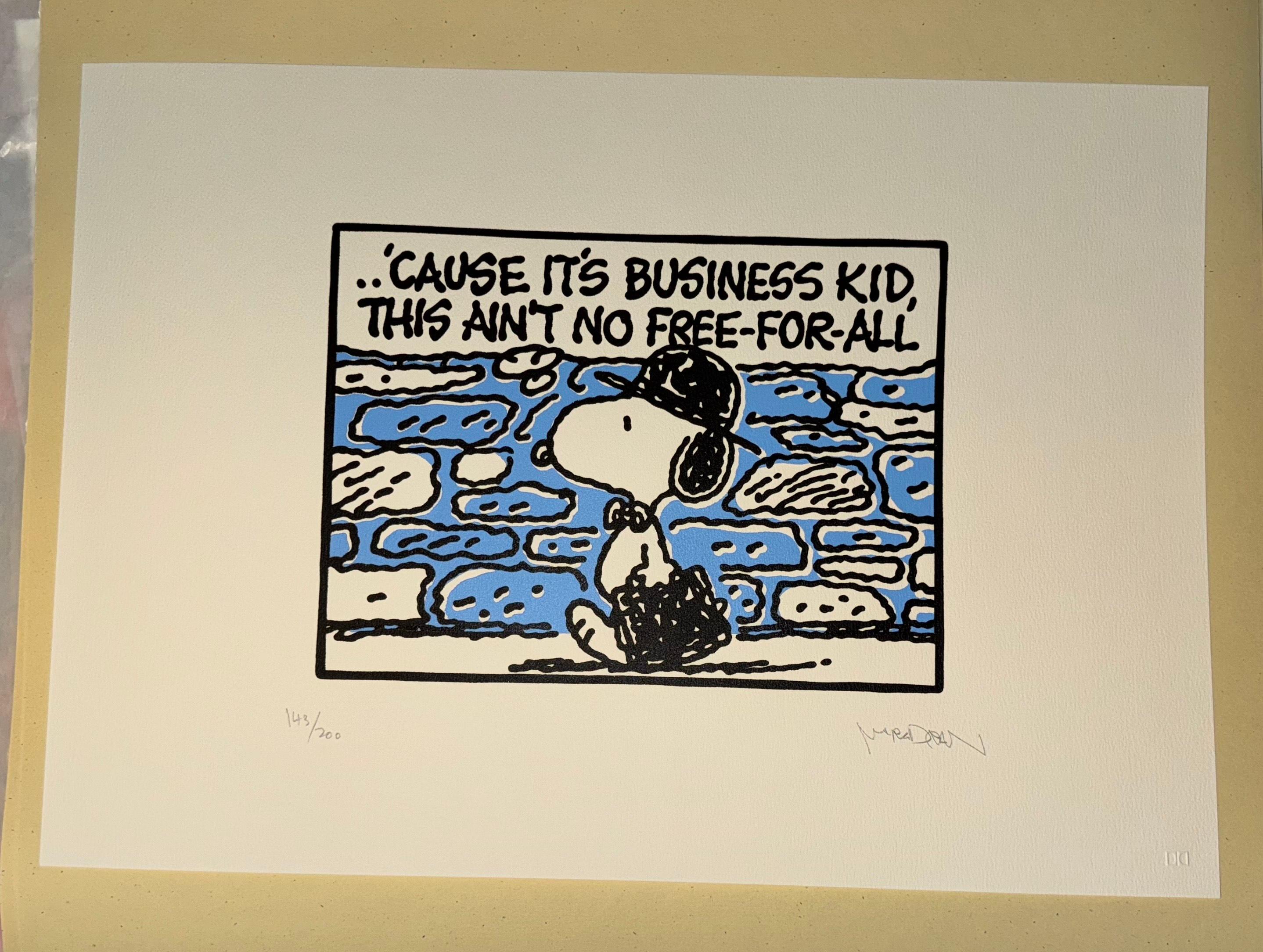 Mark Drew - Business Kid (Gangstarr), blaue Variante (2025)

In dieser auffallend blauen Variante von Business Kid (Gangstarr) verbindet Mark Drew nostalgische Comic-Bilder mit Hip-Hop-Lyrik in einem Format, das gleichzeitig spielerisch und von