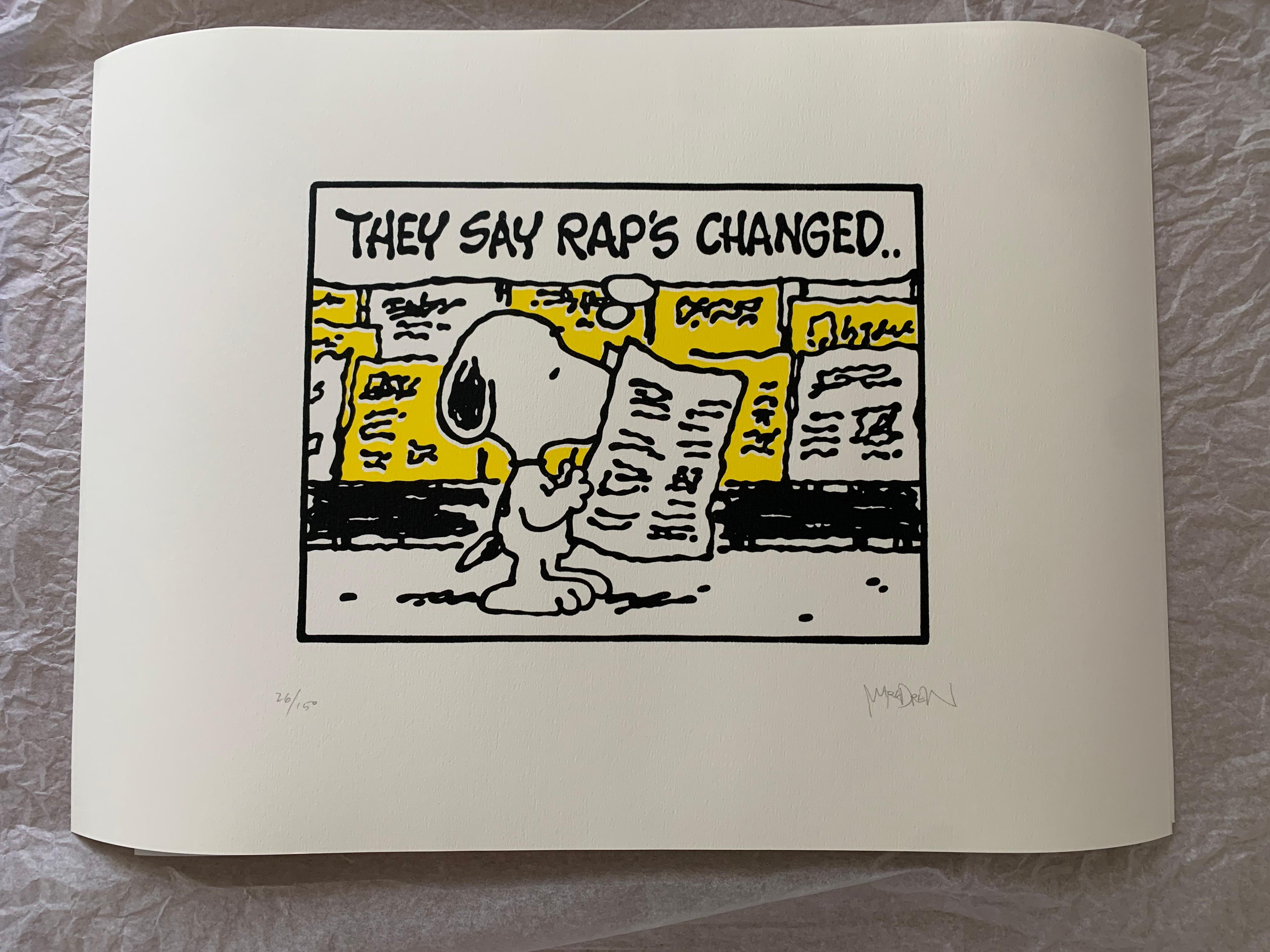 Impression sérigraphie du chien Dr. Dre & Snoop « They Say Rap's Changed » de Mark Drew 