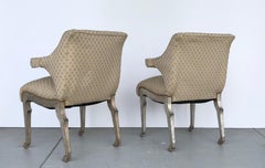 Mark Du Plantier Style Paw Feet Arm Chairs, Pair