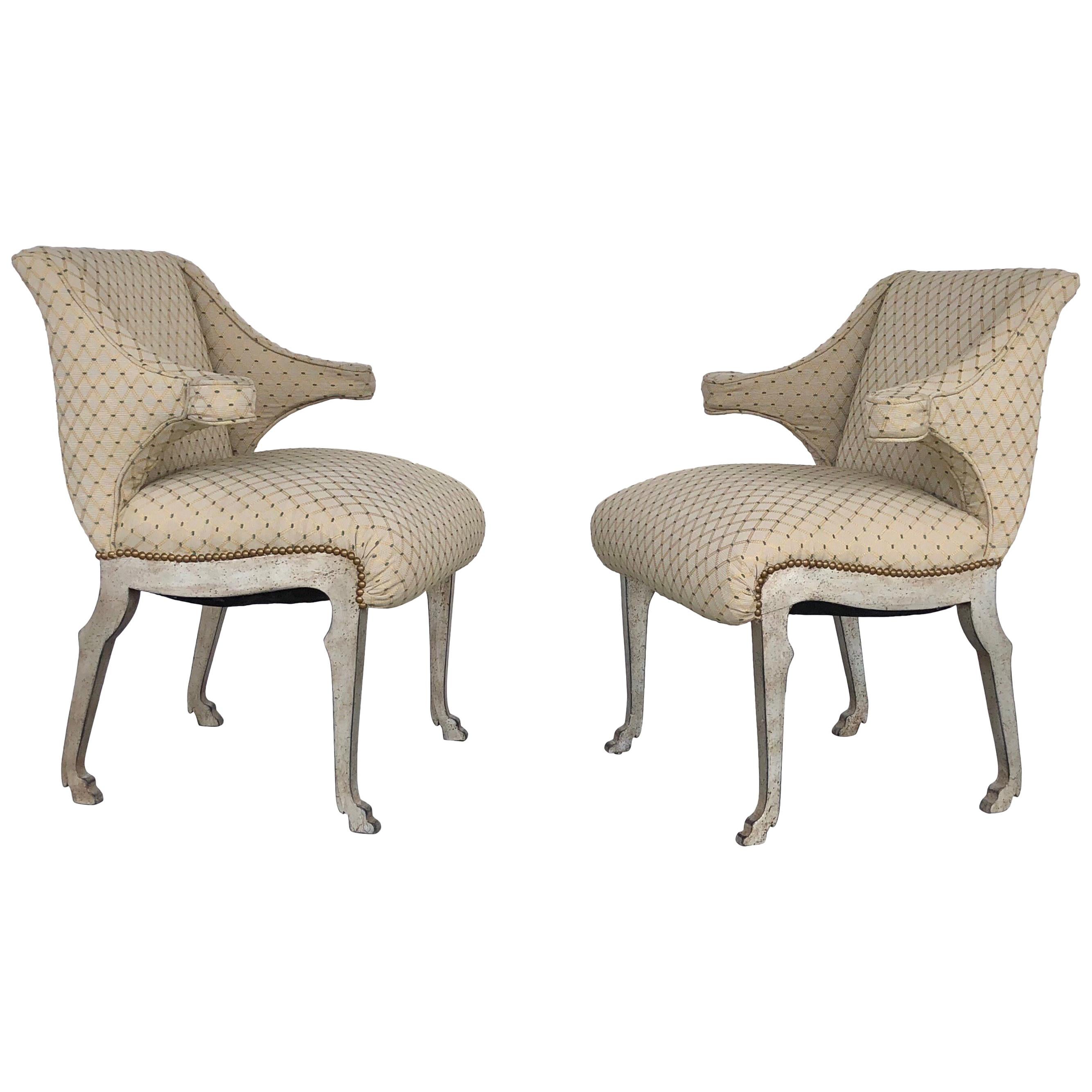 Mark Du Plantier Style Paw Feet Arm Chairs, Pair For Sale