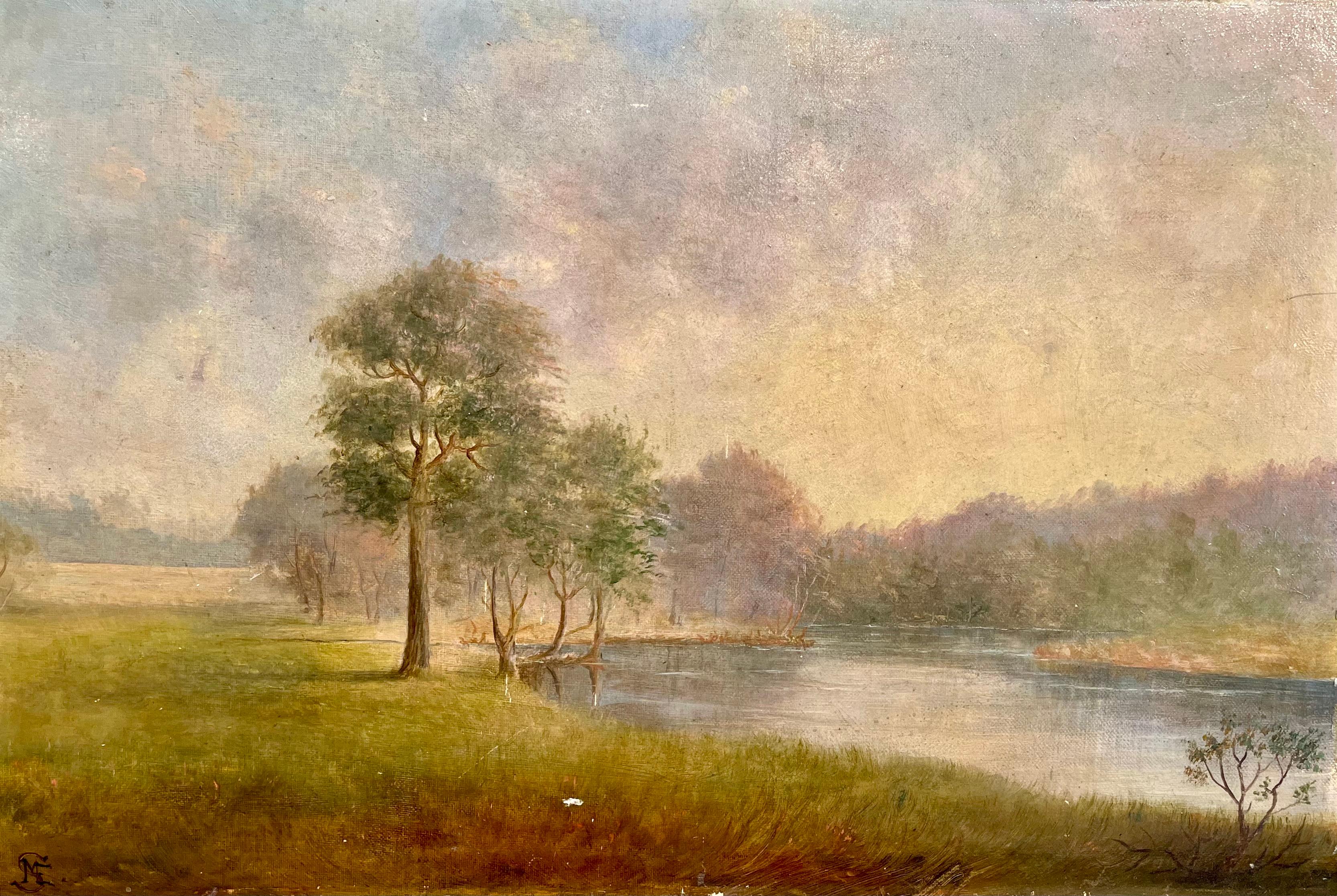 Landscape Painting di Mark E. Slayton - Charles River Meadows, MA