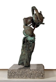 Nonsense (Gas Mask), Unique Bronze Sculpture by Mark Eastridge