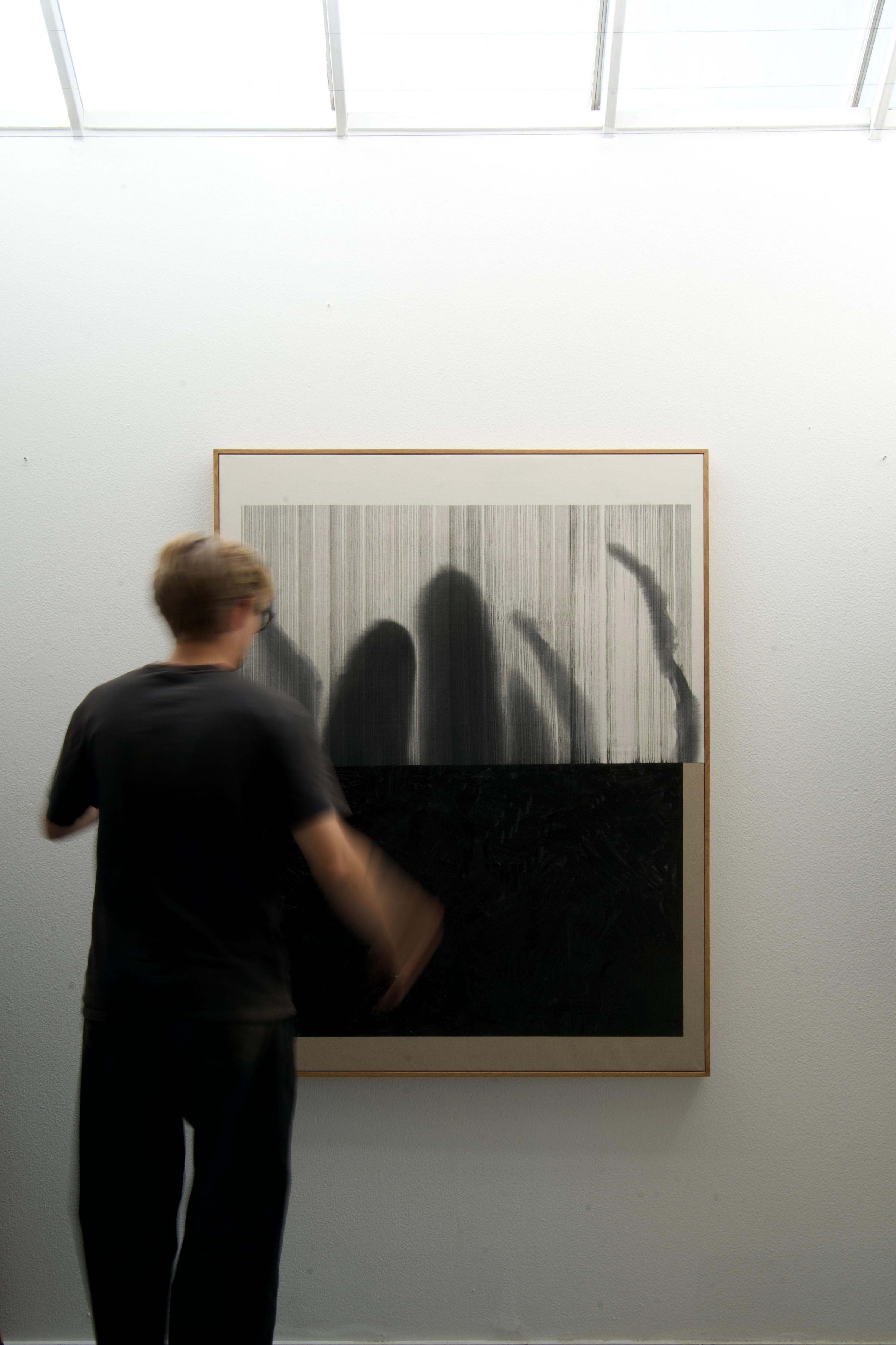 Mark Ebert Løvendahl Peinture abstraite minimaliste noire sur toile de coton en vente 5