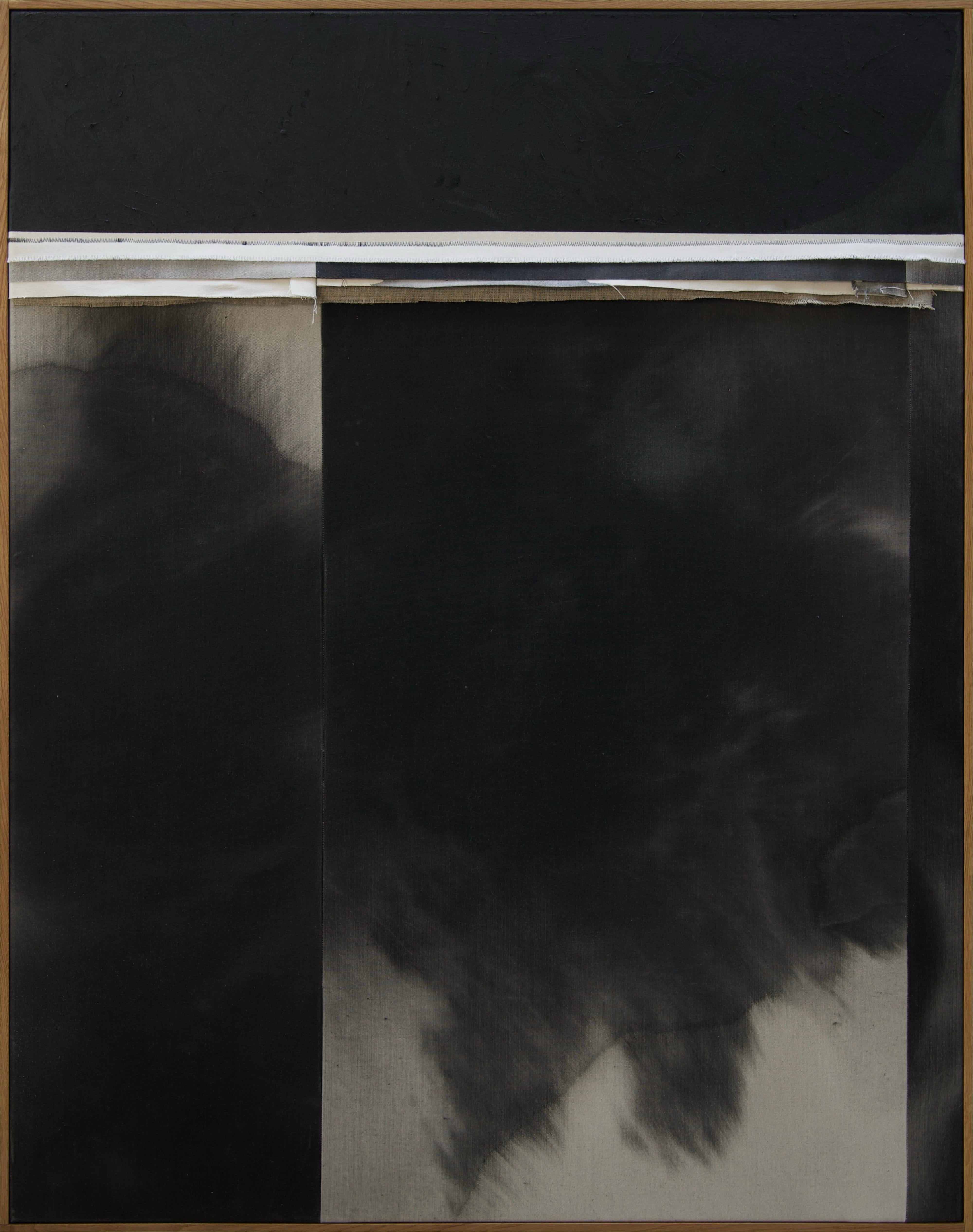 Mark Ebert Løvendahl Peinture abstraite minimaliste noire sur toile de coton