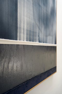 Mark Ebert Løvendahl Pittura astratta minimalista blu scuro su tela di cotone