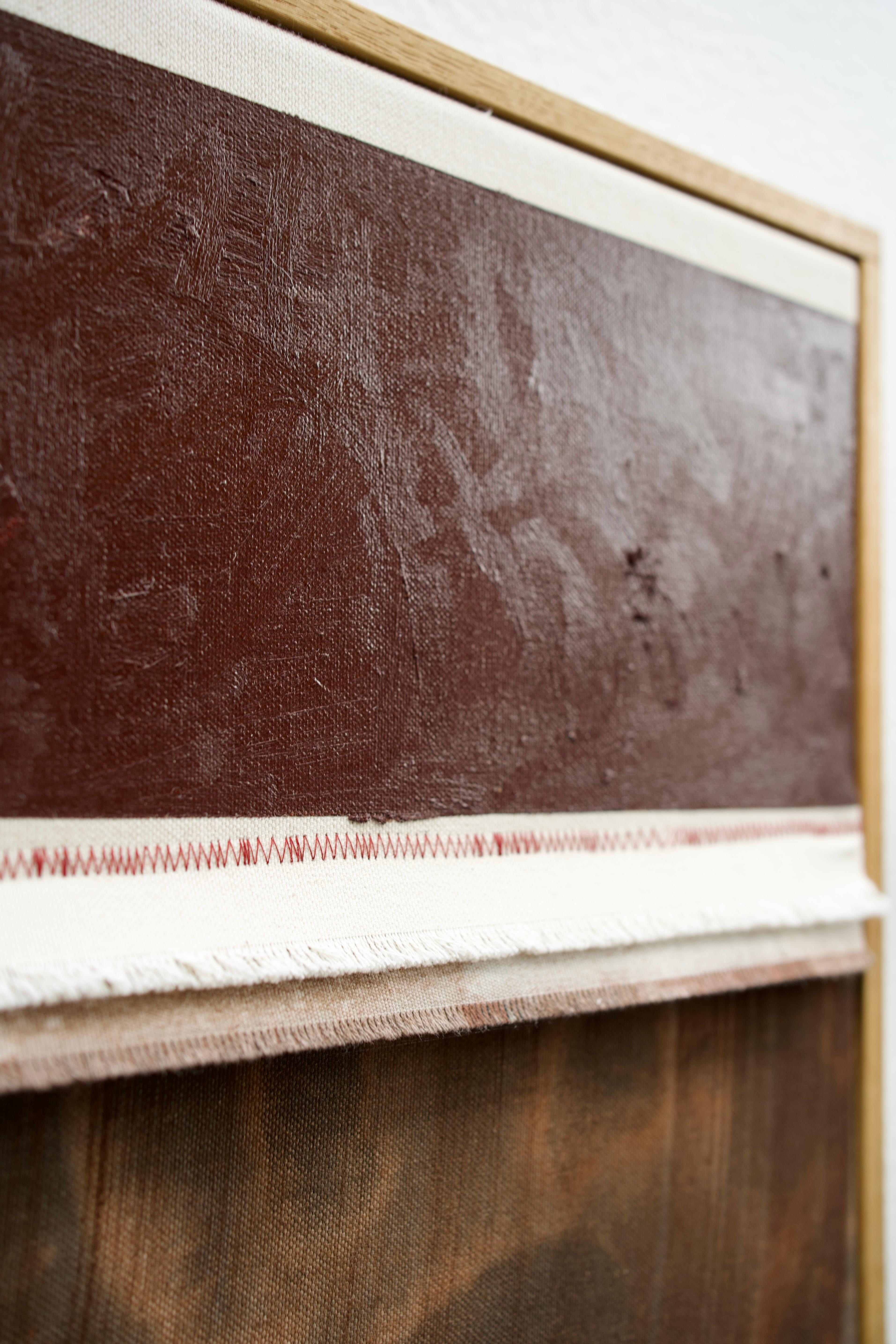 Mark Ebert Løvendahl Peinture abstraite minimaliste rouge foncé sur toile de coton en vente 2