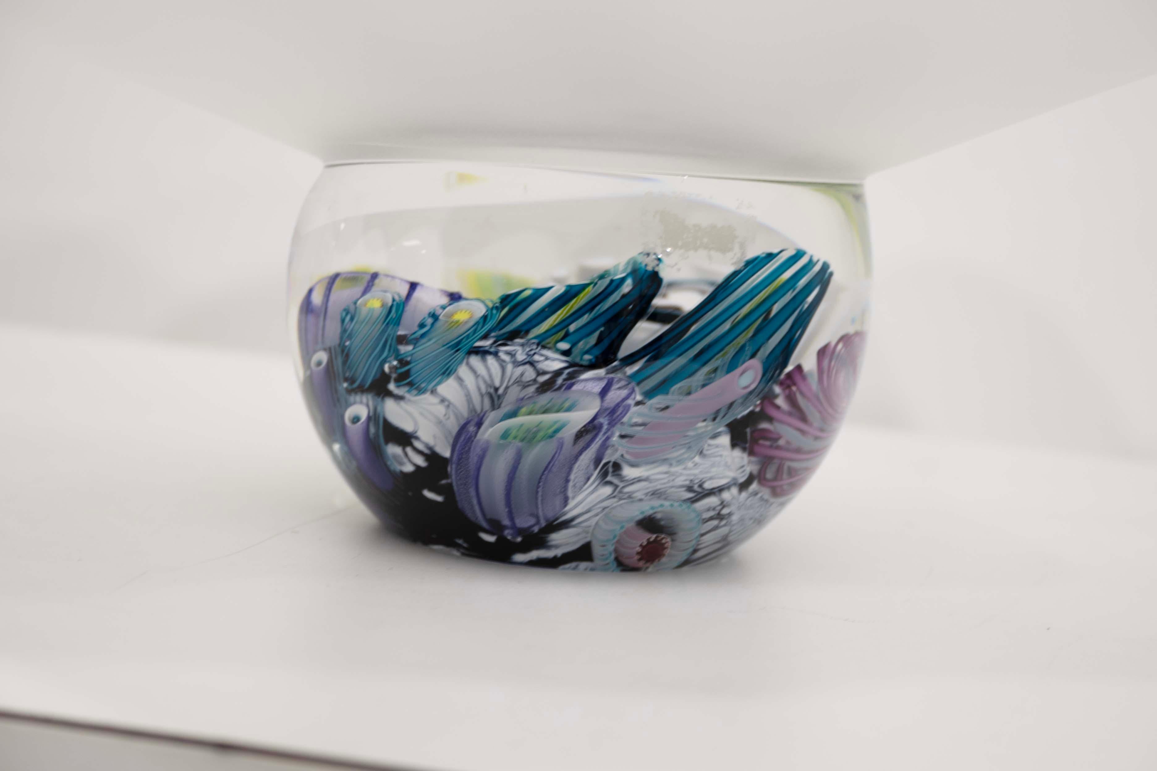 Mark Eckstrand Signé Contemporary Hand Blown Glass Sea Inspired Sculpture 1990 en vente 2