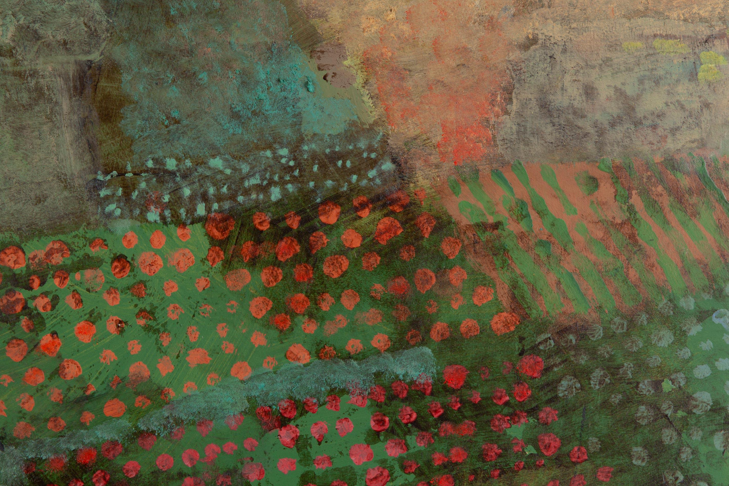 Paysage avec des arbres à feuilles persistantes - Contemporain Painting par Mark English