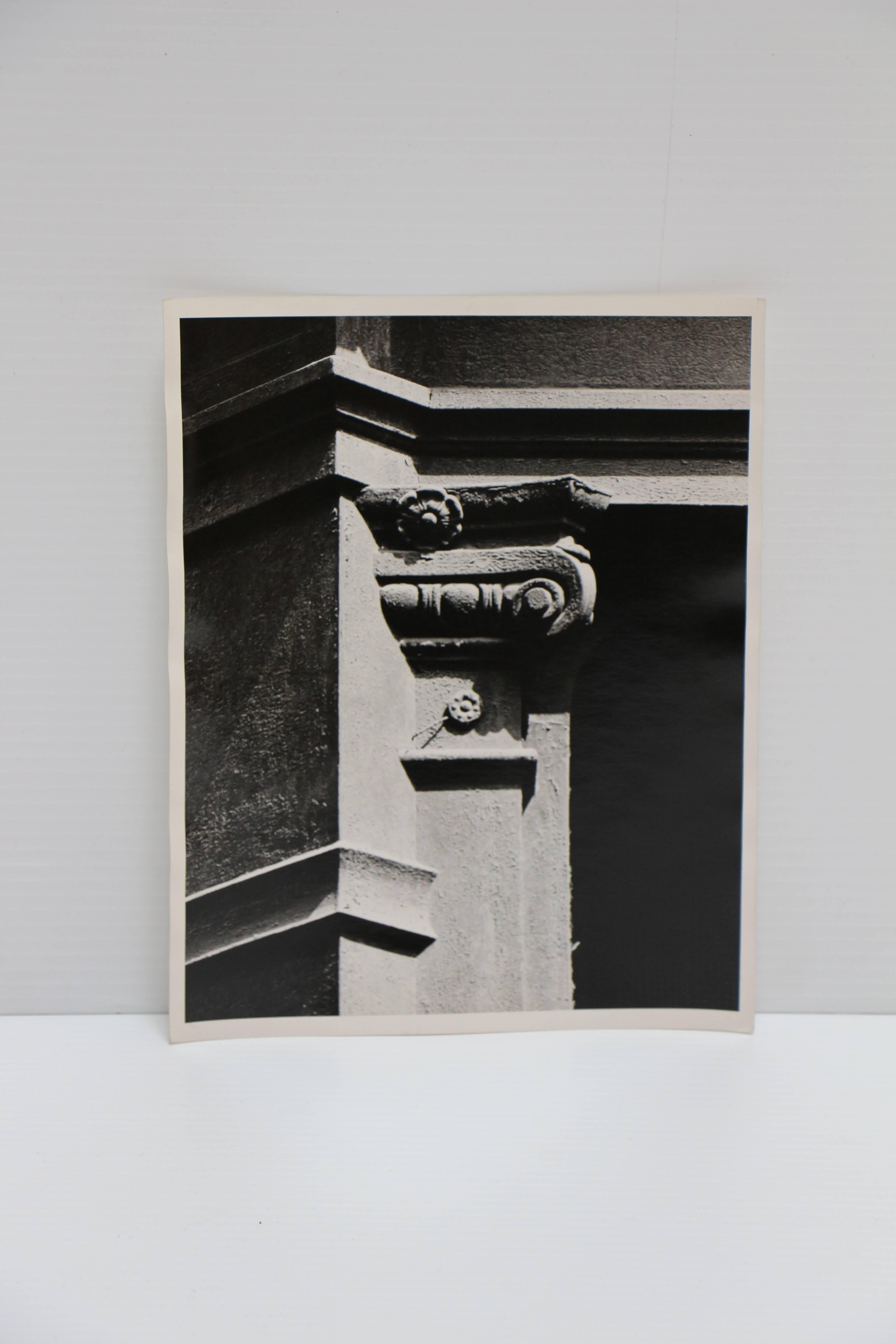 untitled, vintage black and white details of exterior NYC architecture, column - Photograph by Mark Feldstein