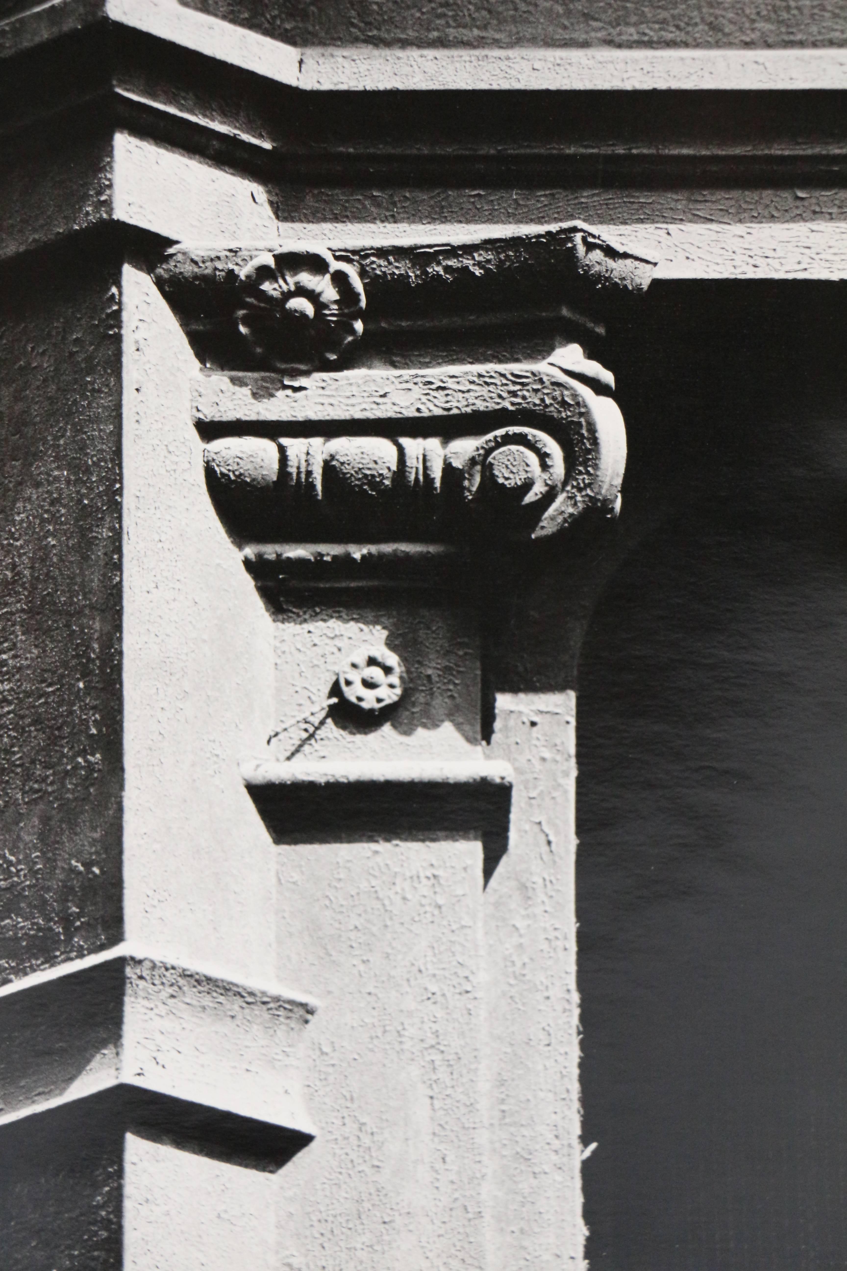 untitled, vintage black and white details of exterior NYC architecture, column - Academic Photograph by Mark Feldstein