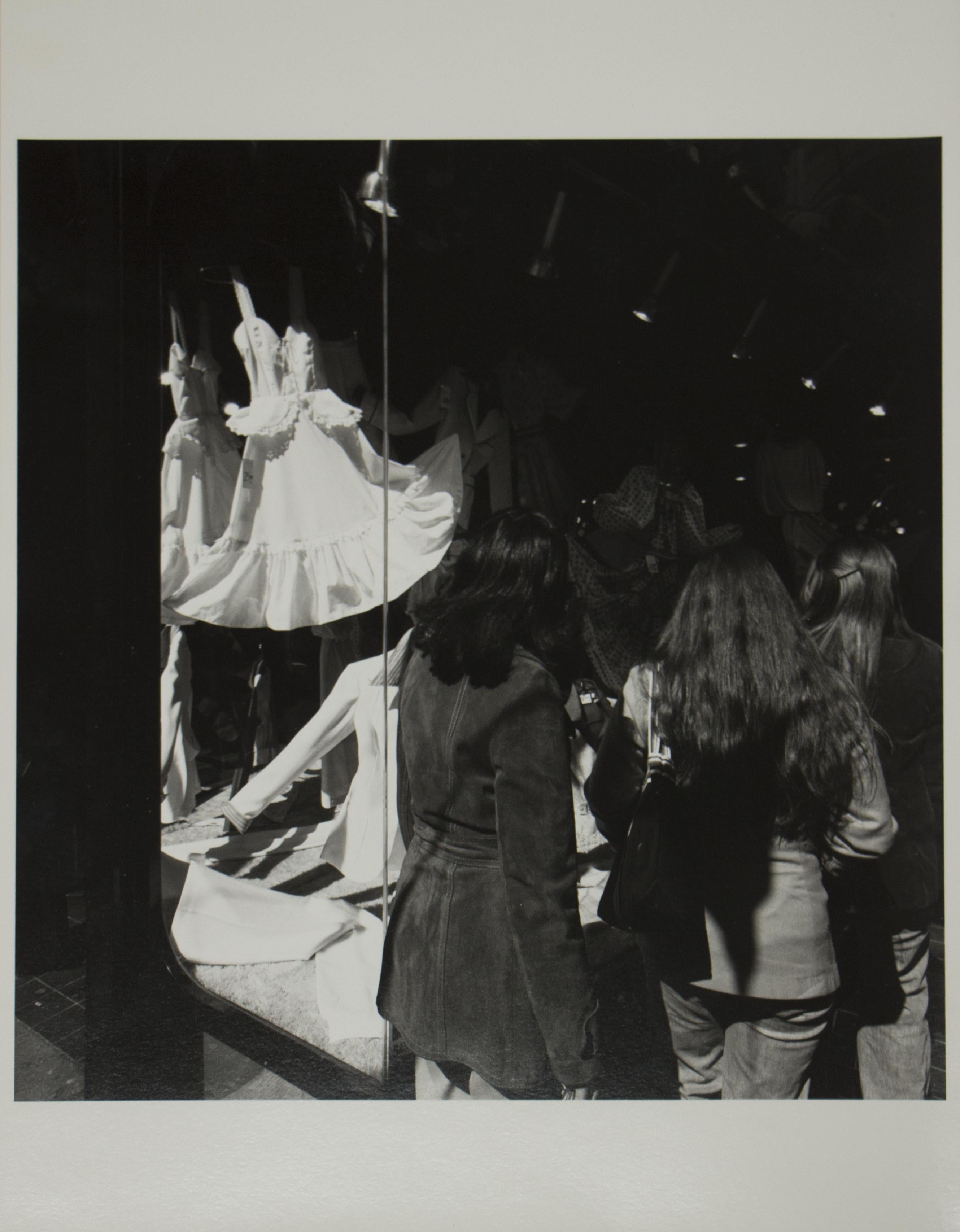 Mark Feldstein Black and White Photograph - untitled, vintage black and white print of NYC storefront window and people