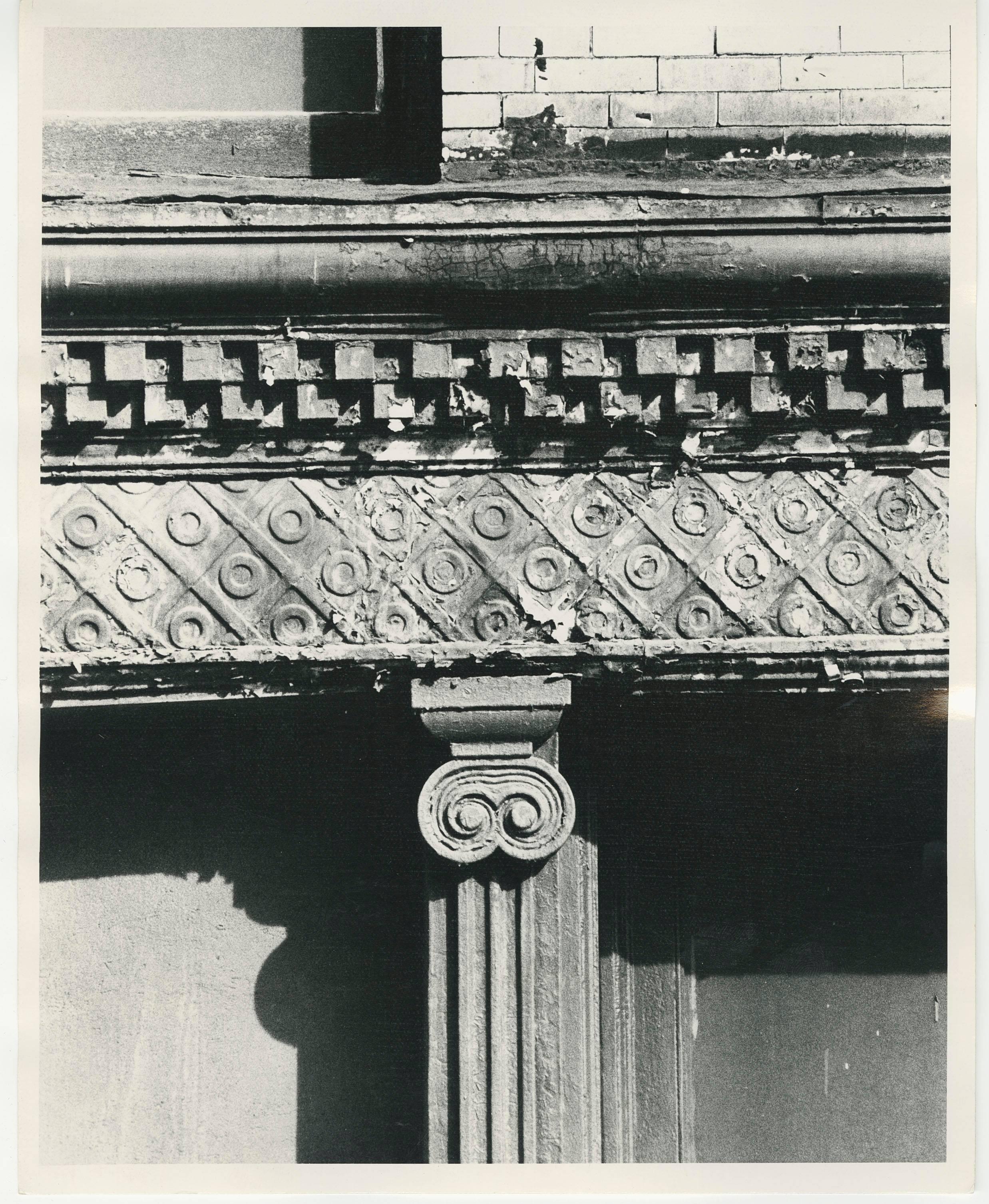 Mark Feldstein Black and White Photograph - untitled, black and white photo of architecture on facade of a building in NYC